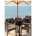 thumbnail image 3 of Outdoor Table Cloth with Umbrella Hole and Zipper, Yellow Purple Green Waterproof Square Tablecloth 54"x54", Geometric Modern Abstract Washable Table Cover for Outside Party Patio Picnic, 3 of 8