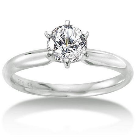 1 Carat Round Diamond Solitaire 14kt White Gold Engagement Ring