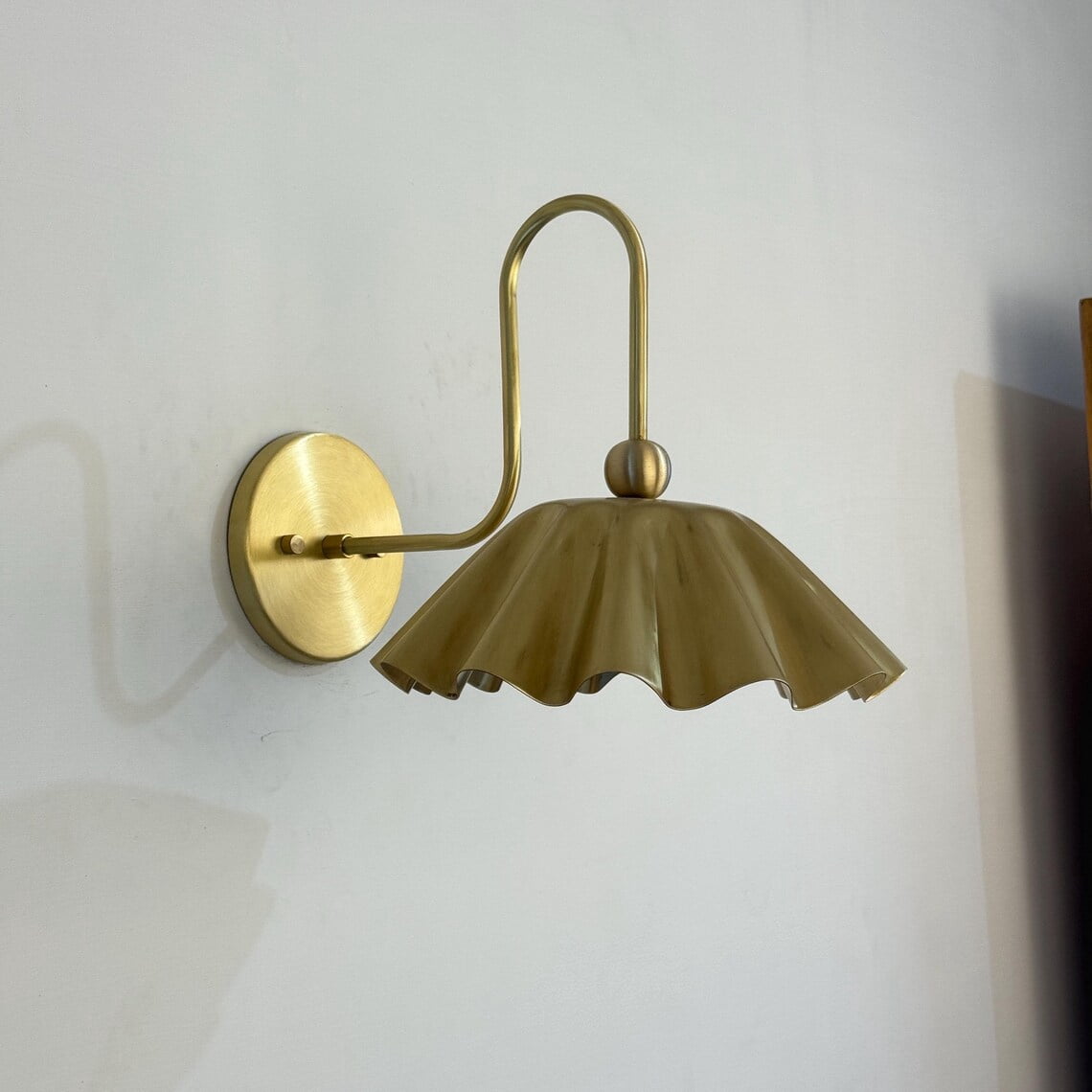 Handmade Brushed Brass Wall Sconce Light | Mid Century Cone Light