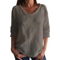 thumbnail image 3 of Zedker Long Sleeve Blouse for Women Crew Neck Loose Fit Summer Casual Tops/T-shirt With Fringes Top Gray XL, 3 of 6