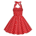 thumbnail image 3 of IBTOM CASTLE Kids Girls 50s Vintage Sleeveless Polka Dot Retro A-line Swing Dress Princess Birthday Party Dresses 9-10 Years Red - White Dots, 3 of 8