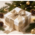 thumbnail image 5 of Champagne Gold Christmas Wired Ribbon - 16.4 Ft Yard Christmas Mesh Ribbon for Gift Wrapping, Tree Decor & DIY Crafts, Holiday Bow Making,C, 5 of 5
