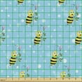 thumbnail image 2 of Ambesonne Bee Fabric by the Yard Upholstery, Cartoon Animal Characters Art, 1 Yard, Earth Yellow Sky Blue, 2 of 5