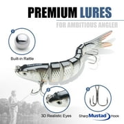 TRUSCEND Swimmax Fishing Lure with BKK Hook, Easy Catch: Wiggling, Vibrating, Rattling with Noise, Heavy-Duty Dyneema Fiber Jointed Swimbait for Bass, Trout, Crappie,Ideal for Family Fishing