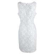 Donna Ricco Metallic Jacquard Sheath Dress Ice Blue 10