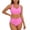 Pink, variant on Women's High Waisted Bikini Sets with Push Up Top - 2 Piece Tummy Control Swimsuits Spaghetti Strap Bathing Suits, Solid Color Beach Wear(Dark Green,L)