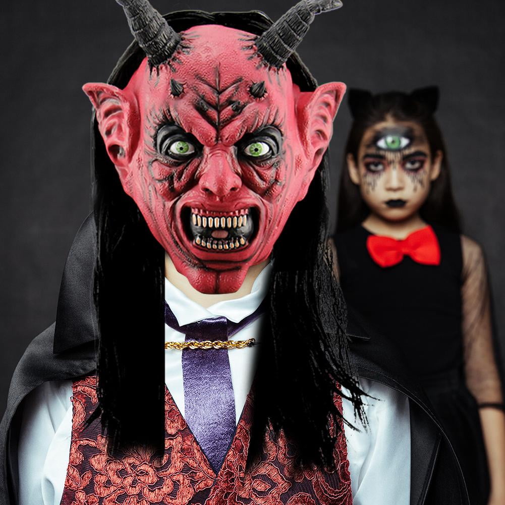 Máscara De Diablo De Media Cara Con Cuernos Y Barba – Accesorio De Terror Para Halloween, Carnaval Y Fiestas Temáticas De Widmann