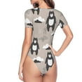 thumbnail image 3 of Uemuo Cartoon Bear Brown Pattern Women's One Piece Short Sleeve Swimsuit Rash Guard Surfing Modest Quick-drying Swimsuit Beach Essentials-XX-Large, 3 of 9