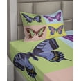 thumbnail image 2 of Ambesonne Butterfly Fitted & Top Sheet Set with Sham, Pop Art Swallowtail, Multicolor, 2 of 4