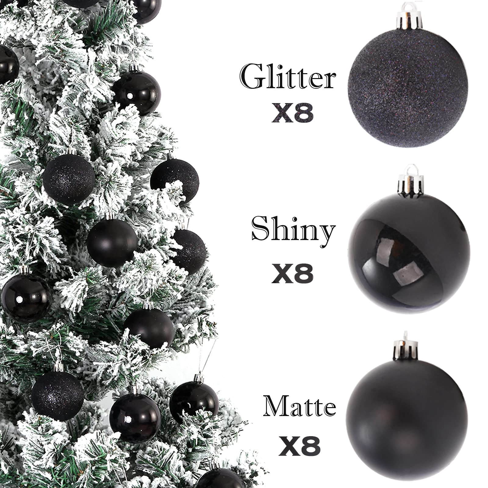 1.2 Inch Mini Shatterproof Plastic Christmas Tree Decorative Hanging Balls, 24 Pcs/Pack