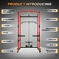 thumbnail image 3 of Power Cage Squat Rack - Heavy-Duty 1600LBS Capacity (Black/Red) - Multi-Functional with LAT Pulldown & Dip Bars - Home Gym Strength Training Equipment, 3 of 7