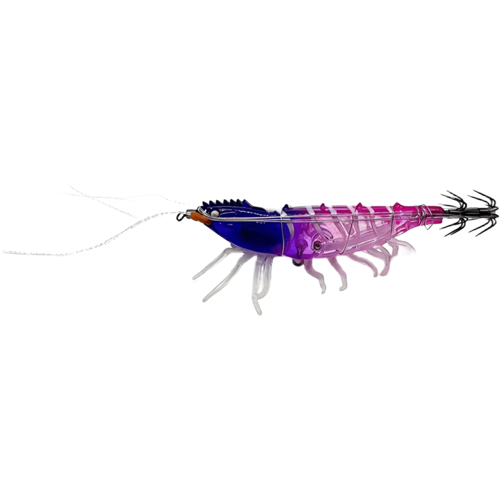 GRIMPEX 10.5cm Horizontal Binding Bait Luminous Steel Wire Shrimp Sea Fishing Squid Hook Purple