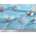 thumbnail image 2 of Soimoi Bleu Poly Georgette Tissu Texte, Femmes & Bulidings Architectural Tissu Imprime par Yard 52 Pouces de Large, 2 of 3