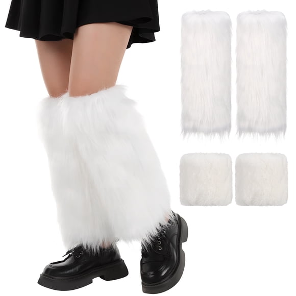 KAKOWELY 1 Set Leg Warmers Wrist Warmers Plush Wrist Cuff Fluffy Leg Warmers Wrist Covers Boots Leg Warmer Christmas Cosplay Accessories,16.34X"X3.35"X0.79"