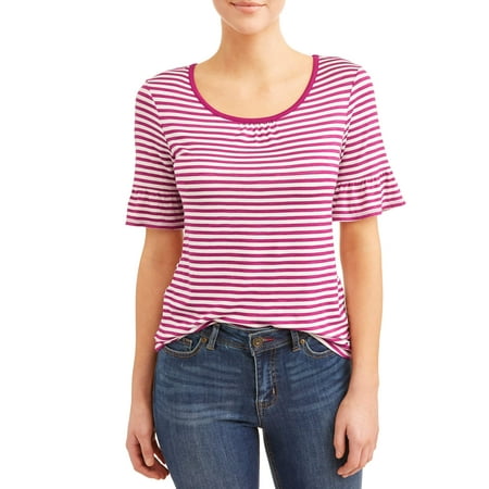 - Women's Elbow Ruffle Sleeve T-Shirt