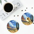 thumbnail image 4 of Yiaed Western Desert Cactus Print Leather Coasters for Drinks - Cup Coasters Coffee Table Kitchen Table Bar, Home & Office Gifts Handmade Drink Coasters-Round Shape, 4 of 6