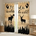 thumbnail image 2 of Manfei Jungle Wildlife Deer Black Out Curtains,Wild Animal Moose Curtains Pack of 2 (42x63 Each),Brown Black Bedroom Curtains For Kids,Breathable Home Decor, 2 of 6