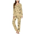 thumbnail image 3 of VBTAPA Womens Pajama Sets Soft Sleepwear Printed Long Sleeve V Neck Top and Long Pants Matching Pjs Set 2 Piece Loungewear Wine XXL, 3 of 7