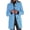 Light Blue, variant on Women's long pea coat, stand collar, single-breasted, wool blend pea coat, thickened