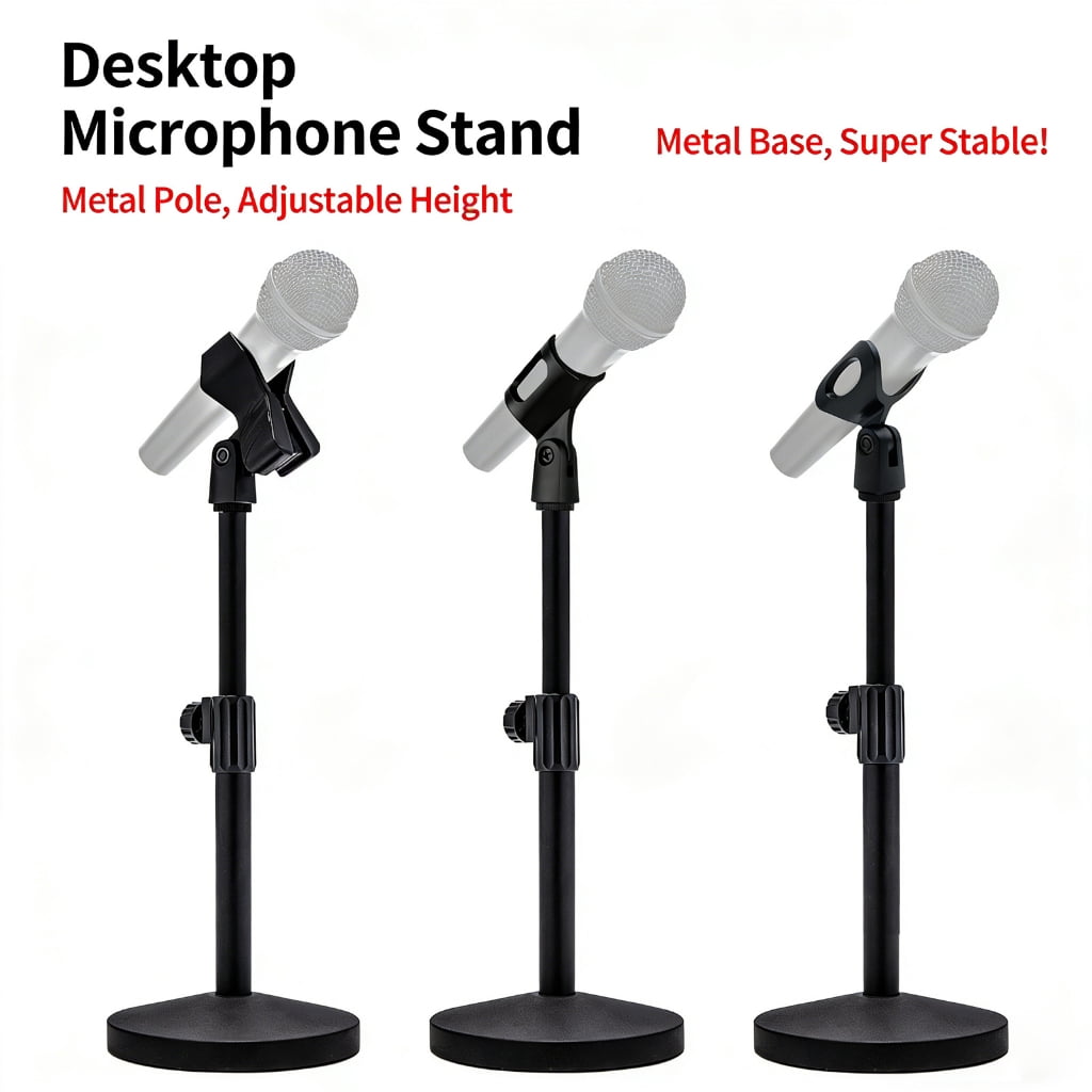 Long Lasting Aluminum Desktop Mic Stand With Stable Base And Smooth For Vocal