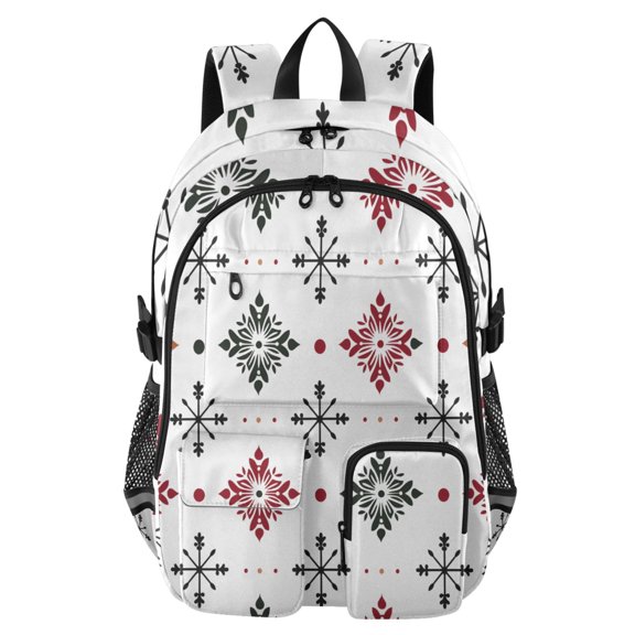 DIXRUYEE Geometricsnowflakes Pattern Backpack for School 14”Laptop Compatible with Reflective Safety Strips