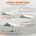 thumbnail image 6 of 10x20 Carport Heavy Duty Car Canopy - SUV/Truck/Boat Shelter - Waterproof UV Resistant Garage - 8 Reinforced Poles, 4 Weight Bags, 6 of 9