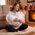 thumbnail image 6 of LIORAGLJ Christmas Heart Shaped Throw Pillow, Soft Cozy Cushion with Ruffled Edge, White, 15.75", 6 of 9