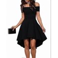 thumbnail image 1 of Sexy Black Off Shoulder Asymmetrical Hem Boutique Party Dress, 1 of 4