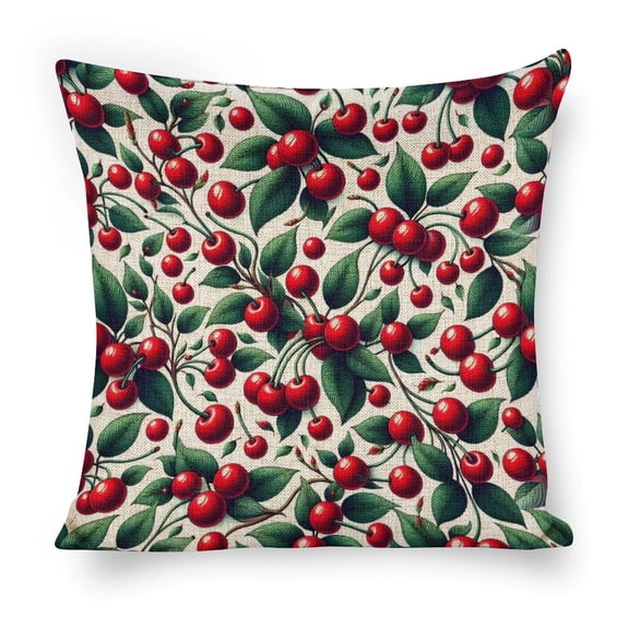 cherries leaves Linen toss pillowcase decoration pillowcase gifting preferred 18x18 inch cushion cover sofa pillowcase sofa bedroom living room car