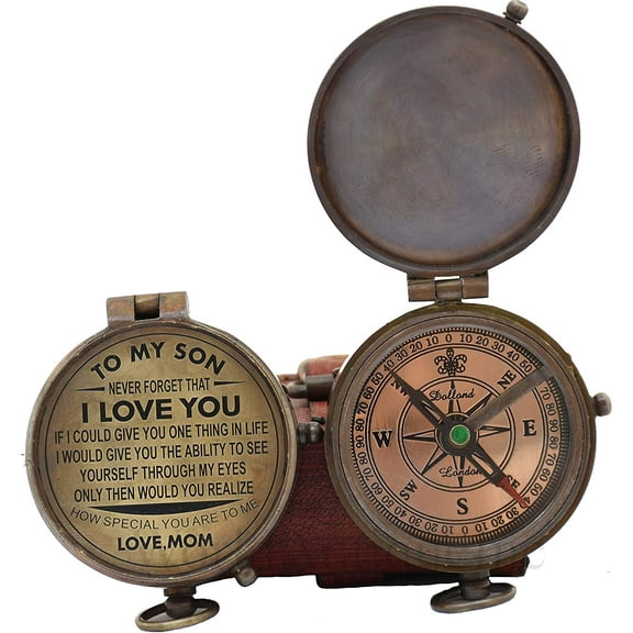Engraved Brass Compass Gift to My Son/to Our Son/Nautical Gift for Son from Dad/Gift to Son from Mom A Perfect and Unique Gift with Leather Case