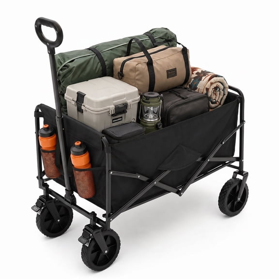 Alvantor Wagons Carts Foldable, 102L 330LBS Capacity Heavy Duty Collapsible Cart with All-Terrain Wheels for Camping Beach Shopping Garden