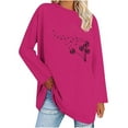 thumbnail image 2 of Jinhomg Womens Dandelion Graphic Sweatshirt Casual Long Sleeve Solid Tees Fall Comfy Crew Neck Going Out Wear Tops Hot Pink S, 2 of 4