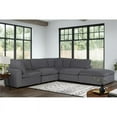 thumbnail image 7 of Lexicon Guthrie Modern Wood and Microfiber Fabric Ottoman in Gray, 7 of 7