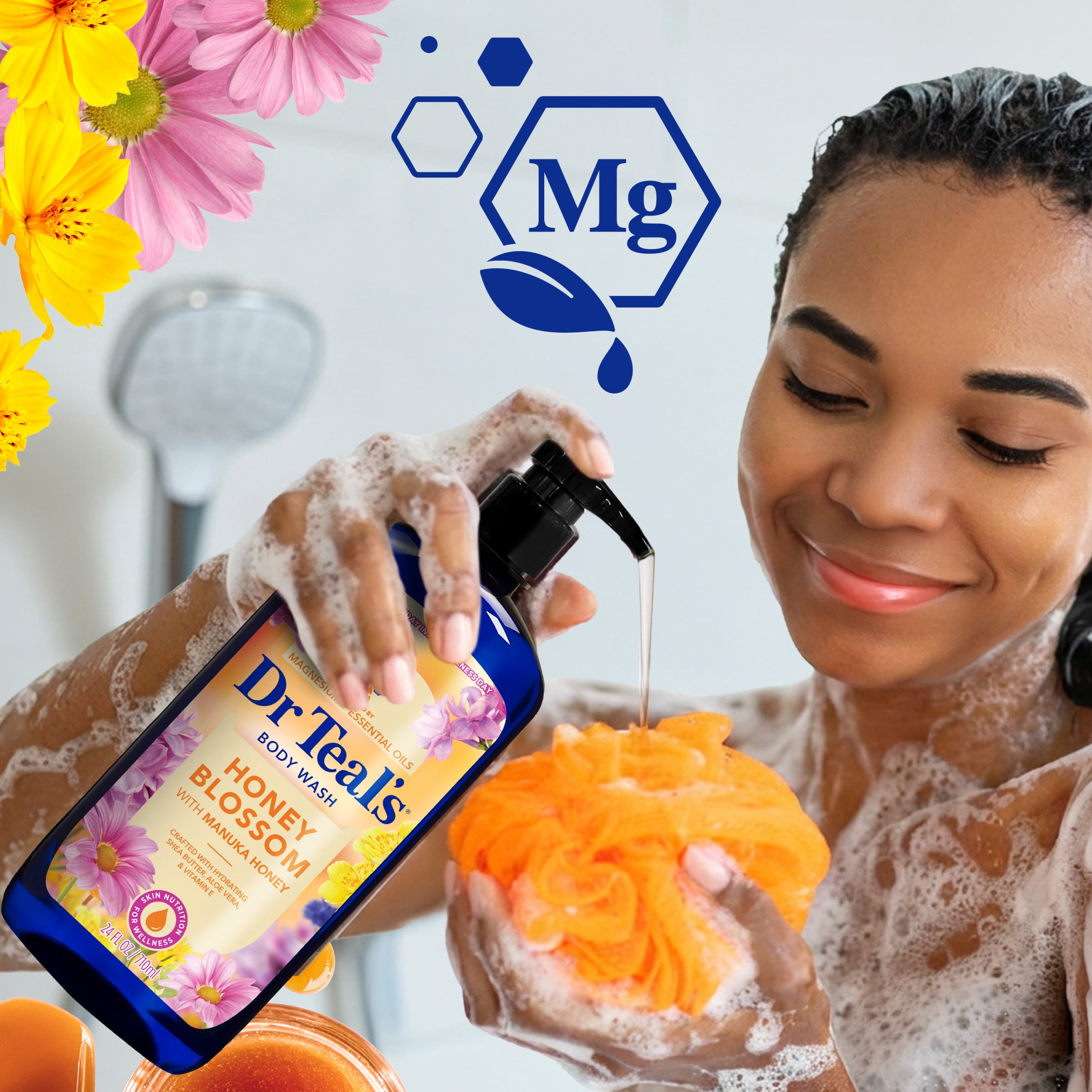 Dr Teal's Honey Blossom Body Wash with Pure Epsom Salt, 24 fl oz