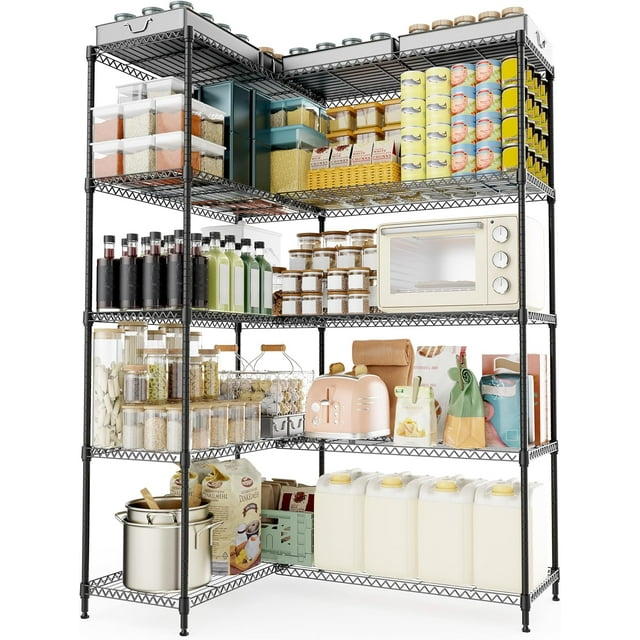 Étagères de Rangement Étagères en Fil Unité d'Étagères de Rangement en Métal Robuste Étagère de Garage Réglable Garde-Manger Cuisine