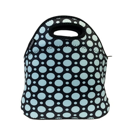 - ALLYDREW Insulated Neoprene Lunch Bag Zipper Lunch Box Tote Baby Bottle Bag, Polka Dots