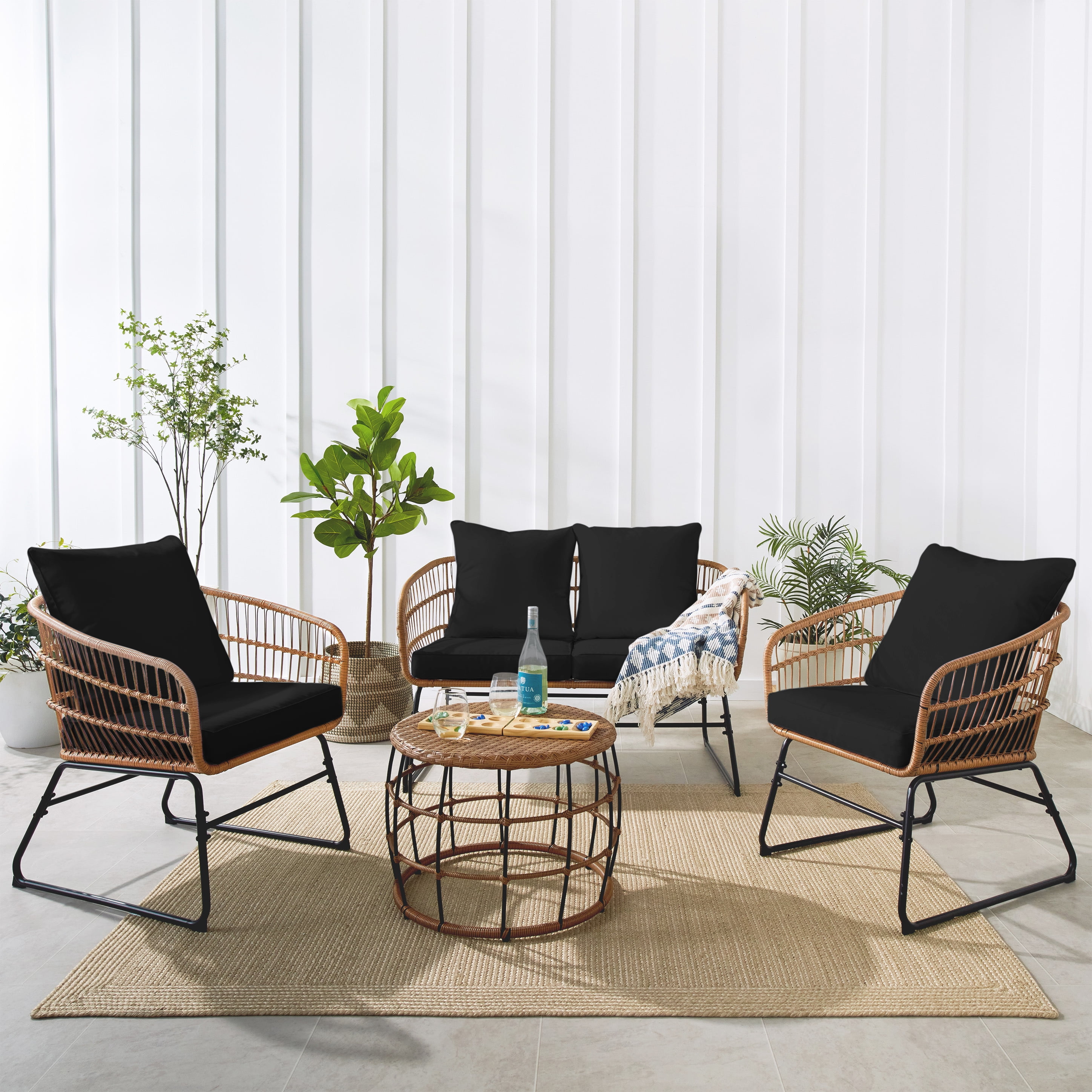 Best Choice Products 4Piece Outdoor Rope Wicker Patio Conversation