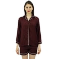 thumbnail image 1 of Bimba Button-Down Shirt With Elastic Waist Shorts 2 Pcs Full Sleeve Night Wear Set, 1 of 1