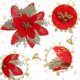 thumbnail image 3 of 24 piezas de flores de Pascua con purpurina navideña, flores artificiales de Navidad de 5,5 pulgadas, 3 of 4