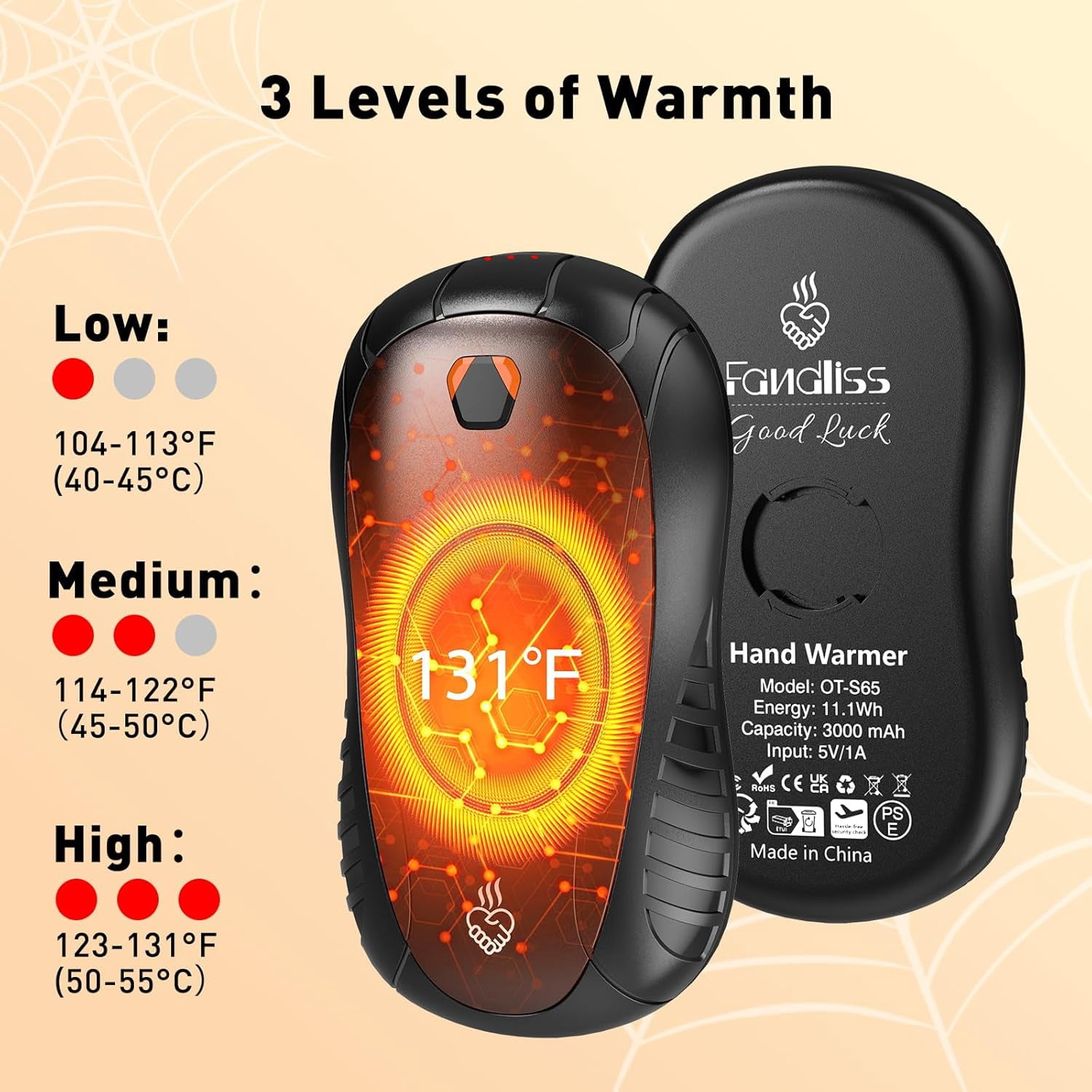 Hand Warmers Rechargeable,1 Pack 4000mAh Electric Portable Pocket Heater, Heat Therapy Great for Outdoors, Hunting, Golf, Camping, Warm Gifts