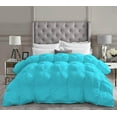 thumbnail image 2 of DNG Creations 3 Piece Luxury Pinch Pleated Comforter Set Premium 800 Thread Count 100% Egyptian Cotton-Twin/Twin XL Size, Solid Turquoise Blue Color, 2 of 5