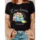 thumbnail image 1 of Ciao Amore Italia Graphic Tee - Black Casual Summer T-Shirt with Italian Town & Lemon Illustration, Soft Cotton Blend, Round Neck, Machine Washable, Perfect Italian Travel Souvenir Gift, Travel Souve, 1 of 6