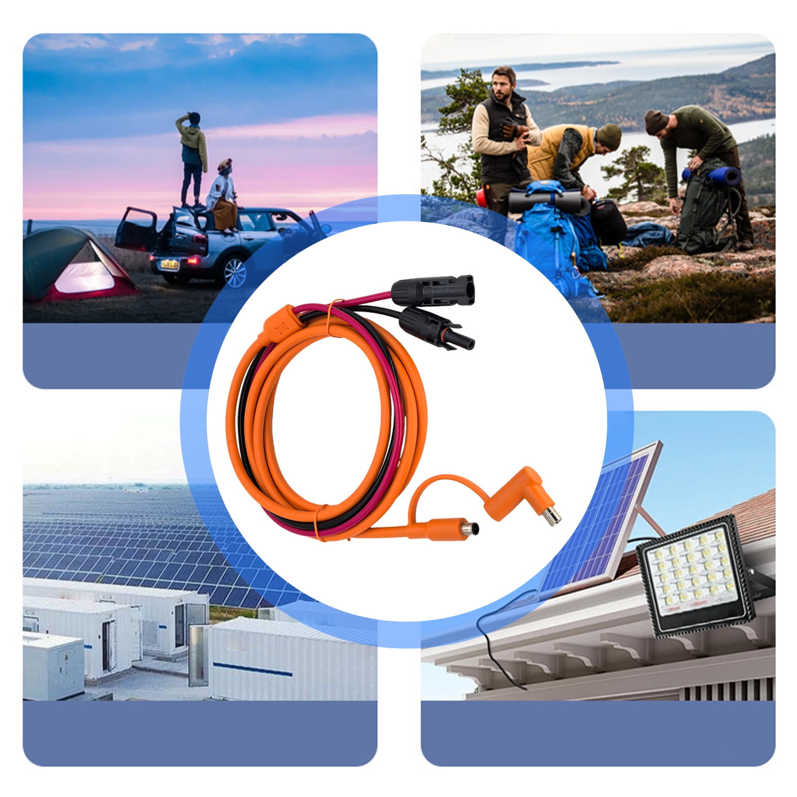 Durability Solar Cable 4 to DC7909+8020 Power Cable for Outdoor Camping Travel Solar Connector to DC7909/8020 Male Plugs