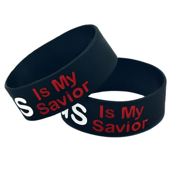 MLINS My Savior Printed Silicone Wristband for Decor Black Unisex Bracelet 2PCS