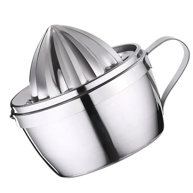 GOOHOCHY Exprimidor manual multifuncional de acero inoxidable para zumo de naranja y limón (plateado).