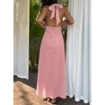 thumbnail image 2 of Womens Baby Pink Polka Dot Halter Neck Deep V-Neck Backless Sleeveless, 2 of 4