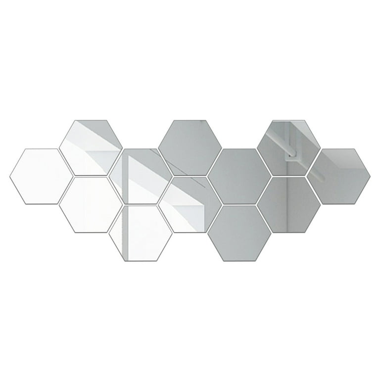 Arealer Flexible Reflective Hexagon Mirror Sheets Self-Adhesive Mirror Tiles Non-Glass Mirror Stickers for Home Decoration Daily Use Living Room