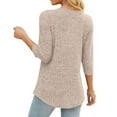 thumbnail image 4 of BiZtdJrK 3/4 Sleeve Tops for Women Ribbed Knit Fall Sweaters Dressy Crossover V Neck Pullover Blouse Going Out Tunic, Beige, XL, 4 of 8