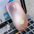 thumbnail image 3 of pitrice Souris Optique Sans Fil Rechargeable 2.4GHz Rétroéclairée RGB USB pour Ordinateur Portable Or rose 1Ensemble, 3 of 6