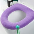 thumbnail image 3 of Thicker Soft Fabric Toilet Seat Cover Pad Cushion with Hanging Loop, Stretchable Washable Warmer Cushioned Covers Pad Reusable for All Oval Toilet Seats, 3 of 8